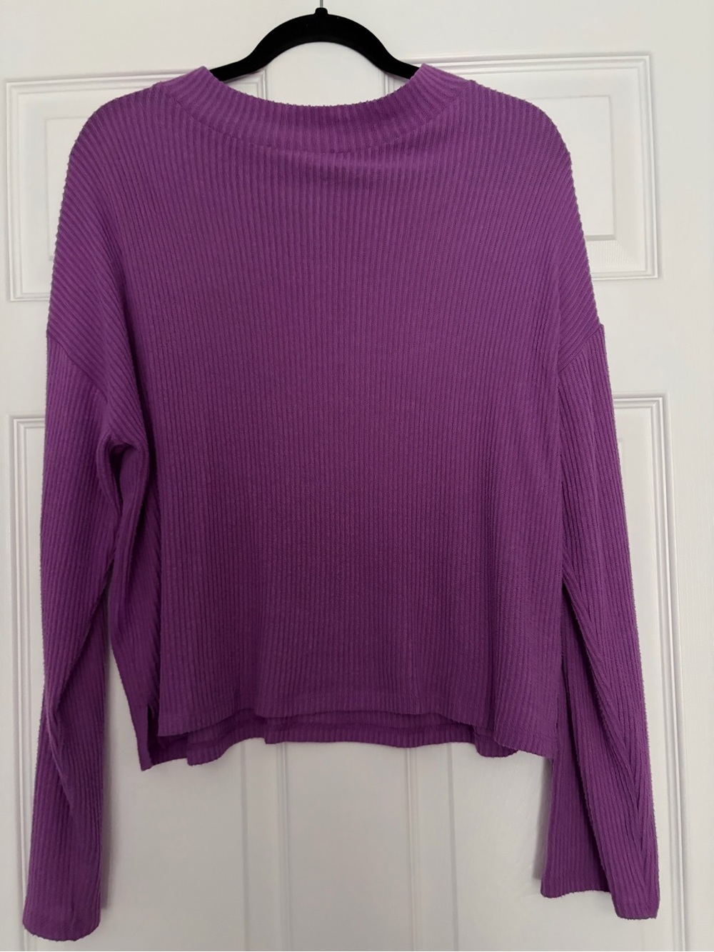 Purple Ribbed Long-Sleeve Women’s Sweater
